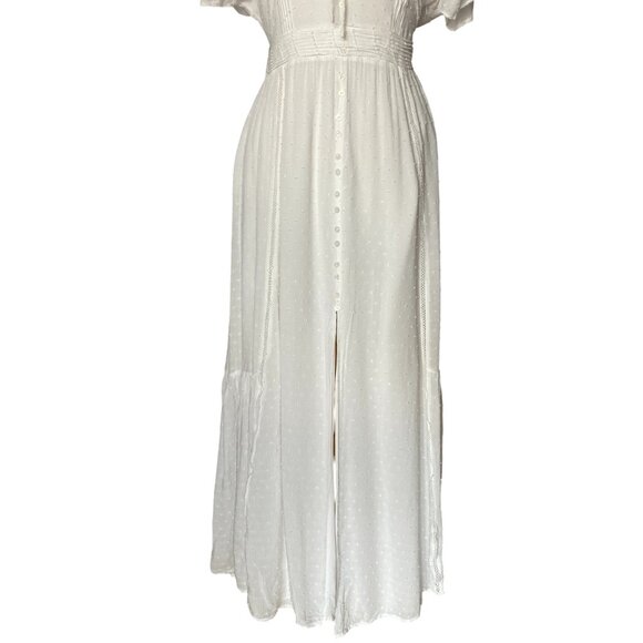 Lulus Completely In Love White Swiss Dot Button-Front Maxi Dress Cottagecore-XL - Picture 8 of 16